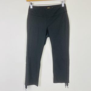 Lucy Hatha‎ Heather Charcoal Grey Side Ruched Capris Leggings Pants Womens Small
